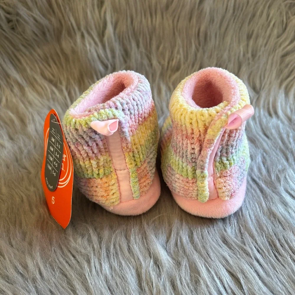 Wonder Nation Rainbow Slippers Girls Size 5 Booties Shoes Slip On Adjustable
